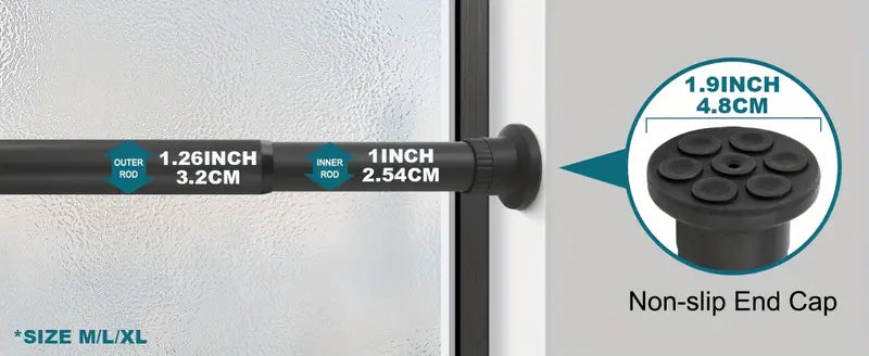 1pc room partition spring curtain rod spring shower curtain rod   to drill holes adjustable bathroom partition spring rod black   details 1