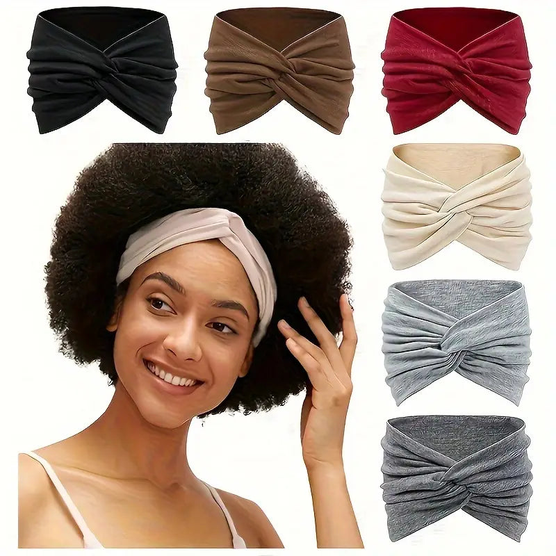 4pcs elegant bohemian style sports headbands yoga elastic turbans wide brimmed sweat absorbing hairbands for women athletic hair accessories details 2