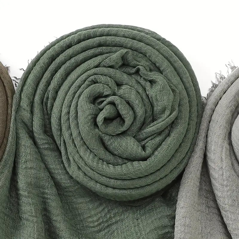 brelegant breathable crinkled hijab scarf soft polyester solid color headscarf for   1pc hair scarf ramadan muslim details 10