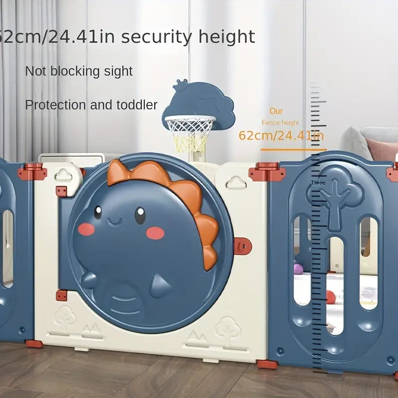 складной манеж с защитным забором и ковриком для ползания, HDPE, легкая сборка, синие детали 0