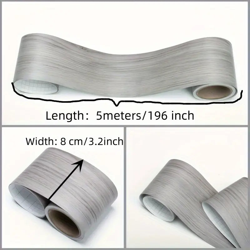 1pc thickened wood grain skirting line wall sticker self   living room bedroom wall corner decoration 8cmx5m details 2