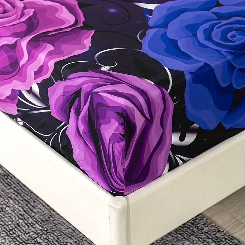 3 dona moda romantik mos keladigan to'shak qoplamasi to'plami, binafsha rangli kapalakli gullik printli matras himoyachisi, yumshoq, qulay, nafas oladigan yotoq to'plami, chuqur cho'ntak bilan, yotoqxona uchun, maktab yotoqxona dekoratsiyasi, 1 ta mos keladigan to'shak qoplamasi, 2 ta yostiq qoplami, markaziy bo'lmagan tafsilotlar, 9