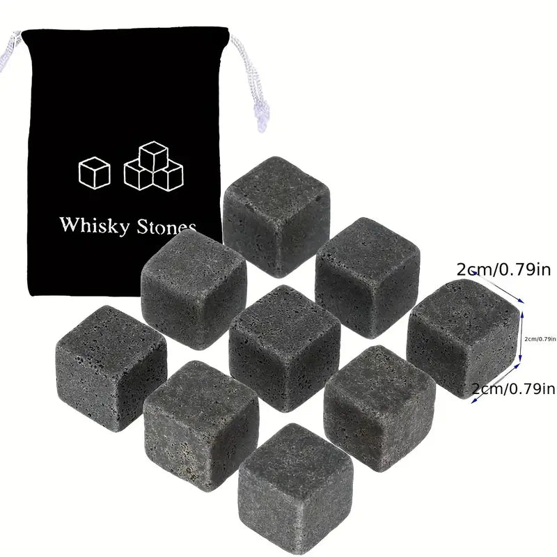 6 9 12pcs whiskey stones ice cubes chillers reusable chilling rocks stone gift set for men fathers day anniversary birthday gift wine set details 5