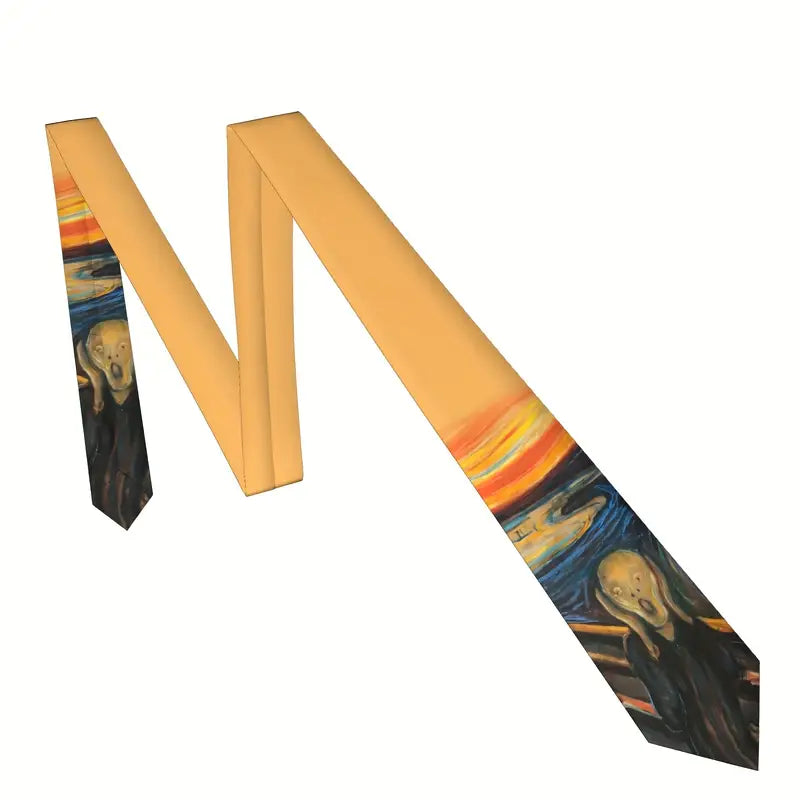 elegant oil painting starry night tie mens printed polyester shirt business tie details 4