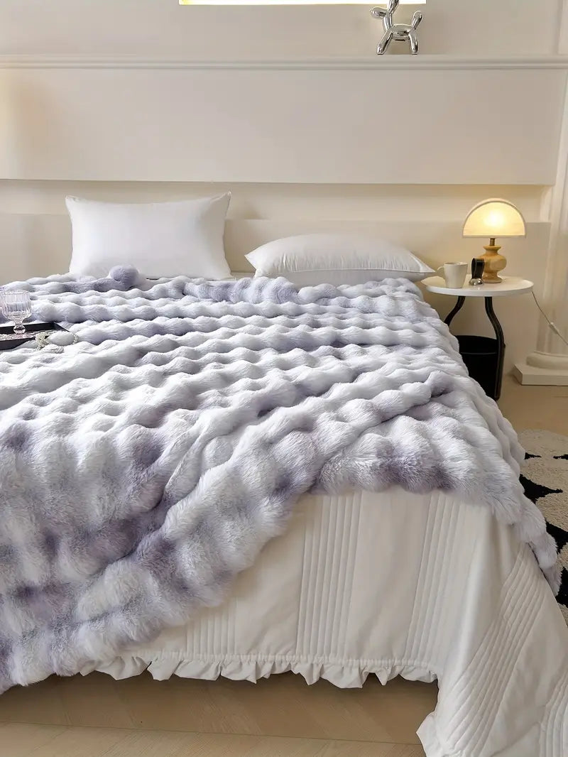 1pc tie dye rabbit fur blanket shaggy short plush blanket soft fluffy bed blanket sofa blanket nap blanket throw blanket details 25