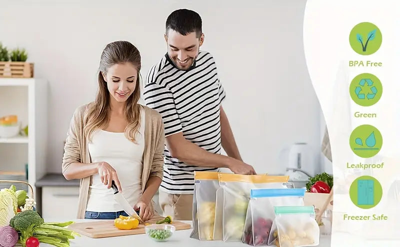 8 10pcs reusable storage bags peva reusable food gallon bags leak proof vertical reusable freezer food storage bags bisphenol a sandwich bags bags meal preparation details 0