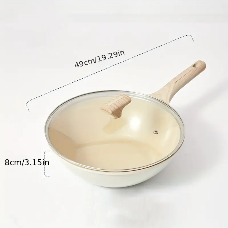 1 шт. сковорода 28 см керамическая антипригарная сковорода для дома многофункциональная плоская сковорода для жарки овощей и стейка подходит для газовых плит и индукционных плит детали 9