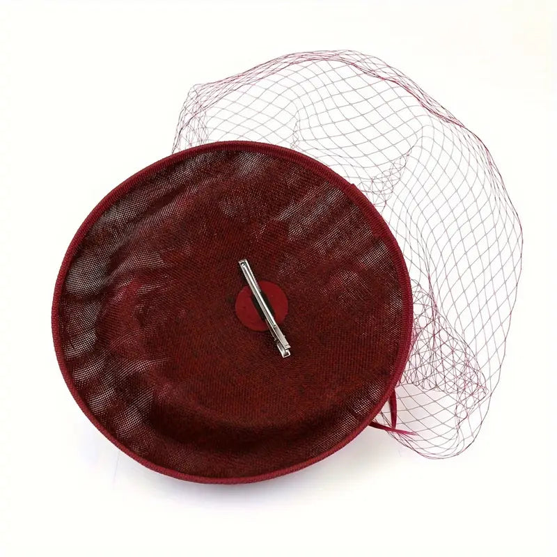 women   feather fascinator hat with veil celebrity party headwear elegant decorative hair accessories details 8