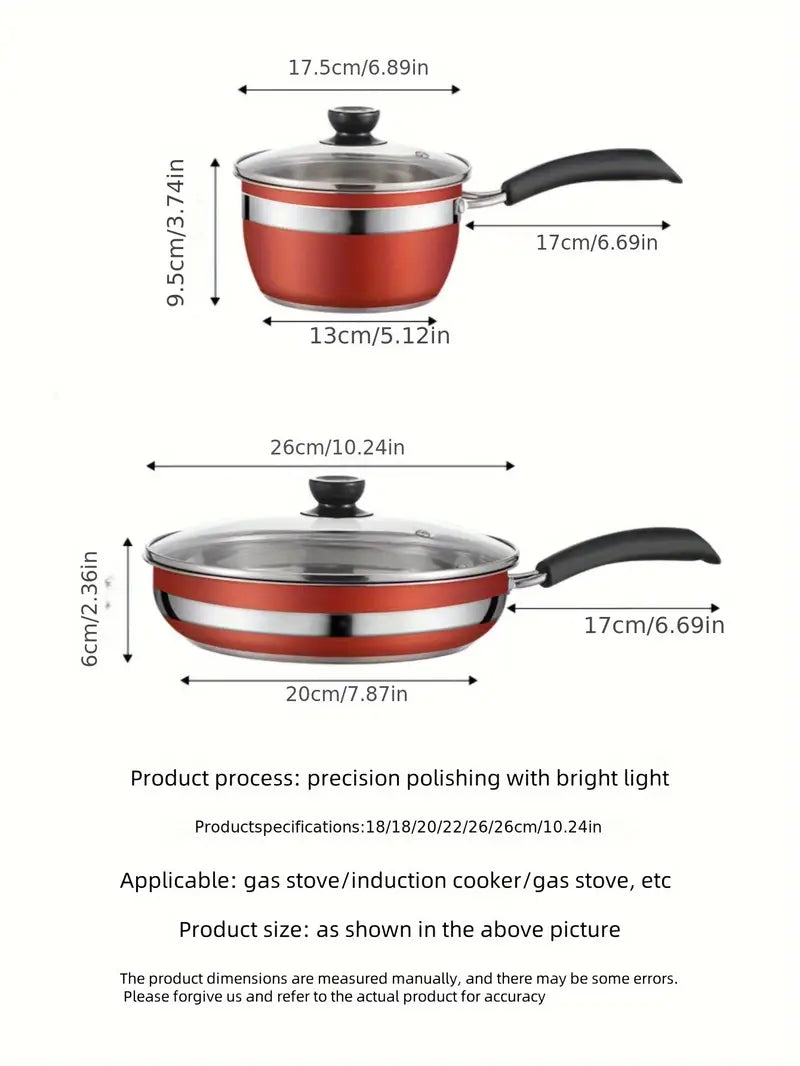 12pcs stainless steel cookware set non stick induction cooktop safe pots and pans with glass lids   kitchen essentials details 9