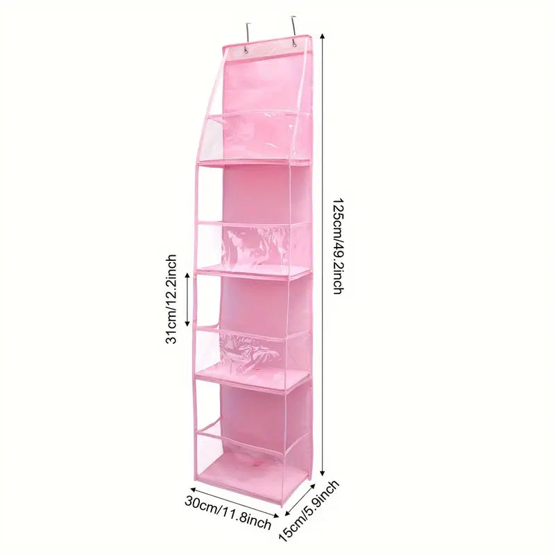 1pc over the door hanging storage organizer with 4 shelves multipurpose polyester   toys book food storage solution waterproof design for bedroom   14 details 1