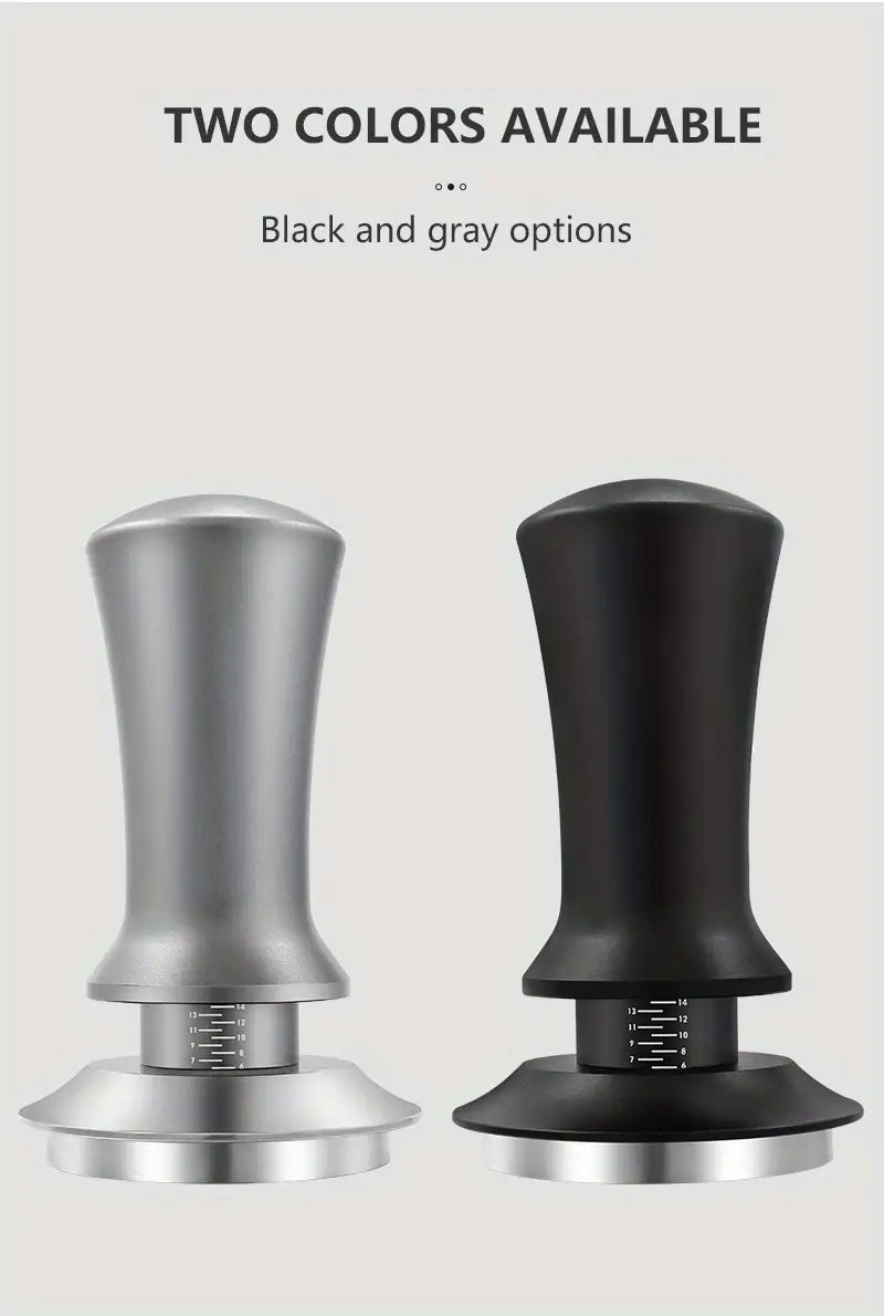Tamper de espresso calibrado de 51, 53, 58 mm con resorte, tamper con base plana de acero inoxidable, detalles 7