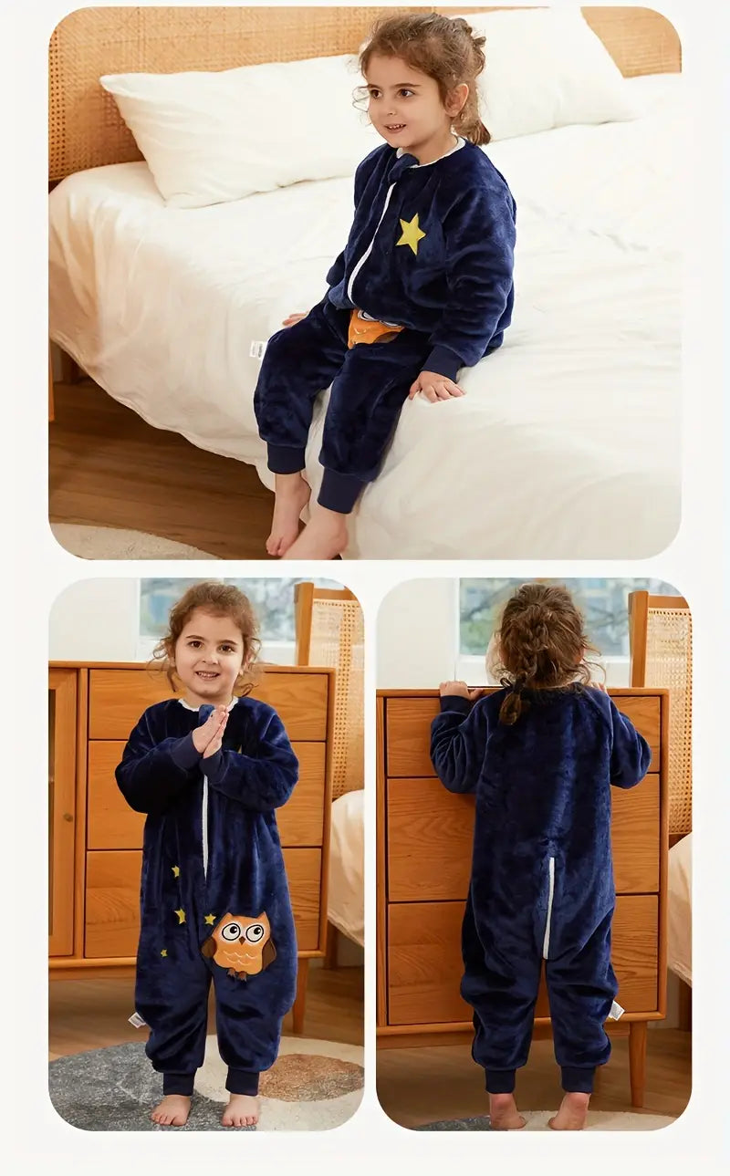   saco de dormir de franela acogedor, anti patadas, con cierre de cremallera, para primavera y otoño, detalles en azul, 3