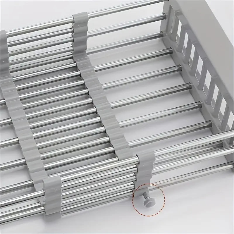 1pc adjustable stainless steel kitchen sink rack retractable over the sink dish drainer rectangular basket in large and small sizes details 9