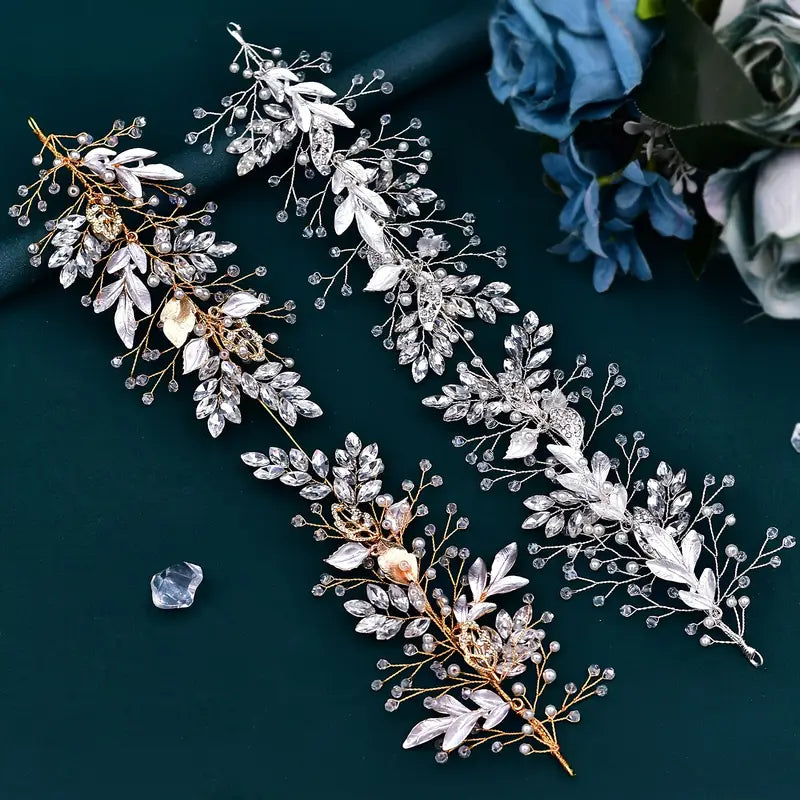 1pc luxury handmade beaded jewelry headband shiny   headwear bridal wedding dress hair accessories details 0