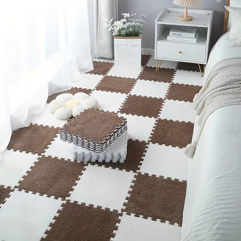 Набор из 10 мягких ковров-пазлов для спальни, гостиной, мягкие моющиеся на заказ коврики 11,8x11,8 дюймов, декор для общежитий, эркозных окон, детали 8