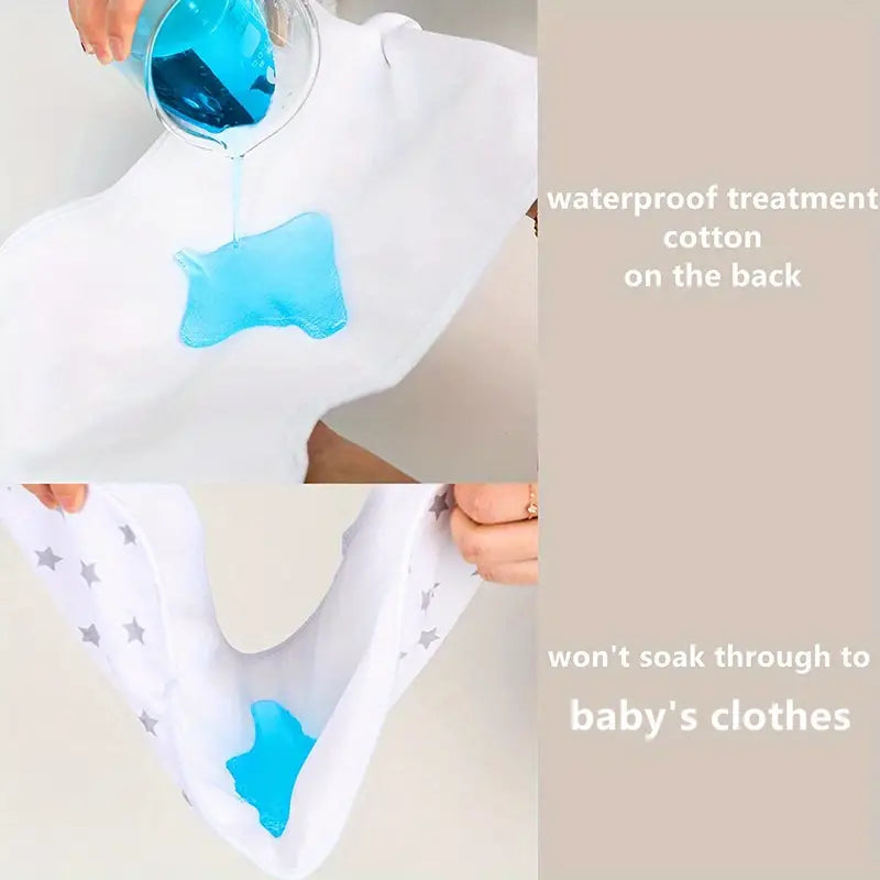 5pcs waterproof baby cotton bibs for   teething baby feeding teething towel bib three layer design bottom waterproof bottom cloth easter gift details 3