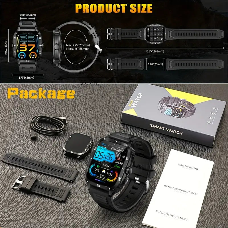 1 96 inch smart watch answer make call with   watch faces   sport mode music control voice control long   430mah battery smartwatch compatible for iphone and   fitness bracelet unisex design for men and women details 9