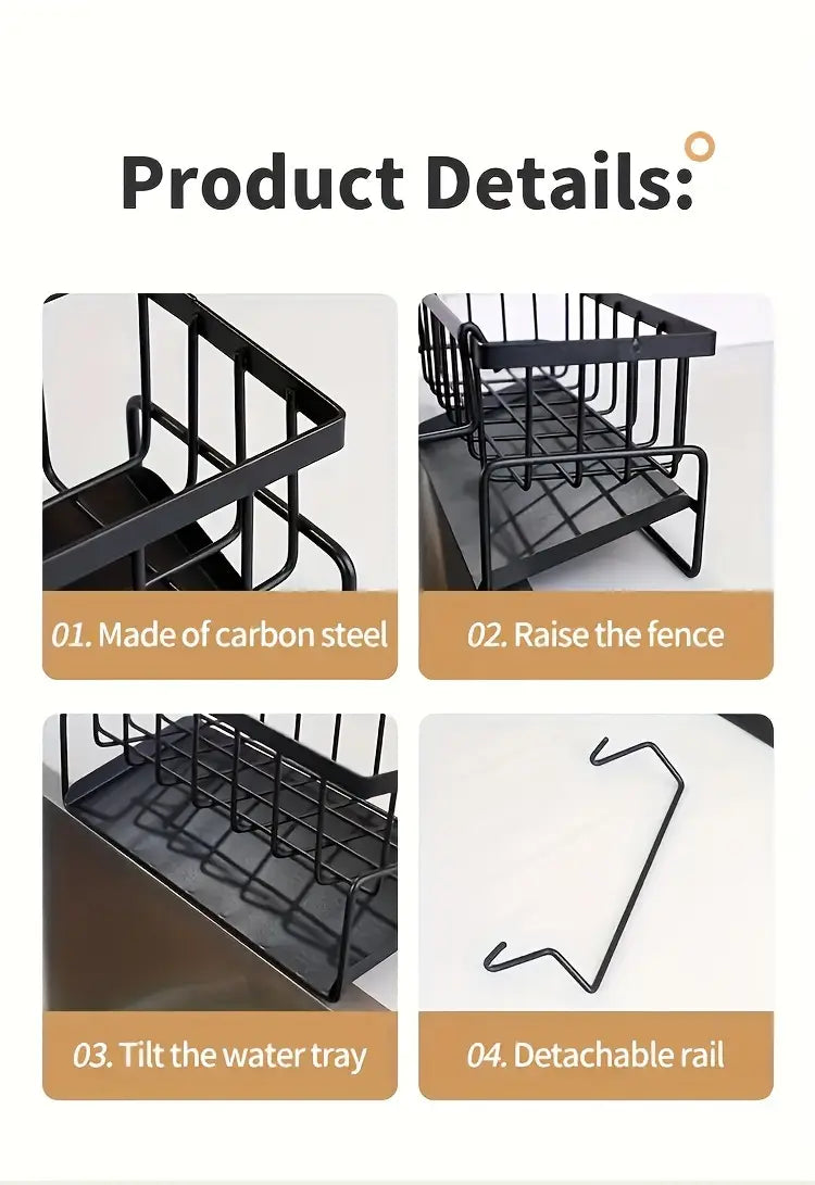 versatile kitchen bathroom organizer   plastic sink caddy for soap sponges towels details 6