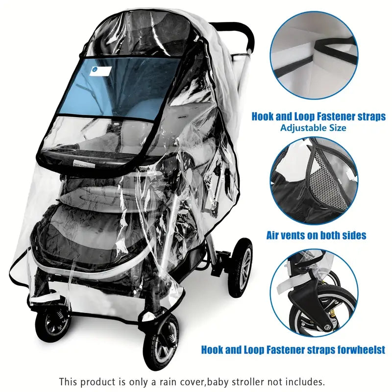   safe waterproof stroller rain cover   eva material   travel outdoor use details 2
