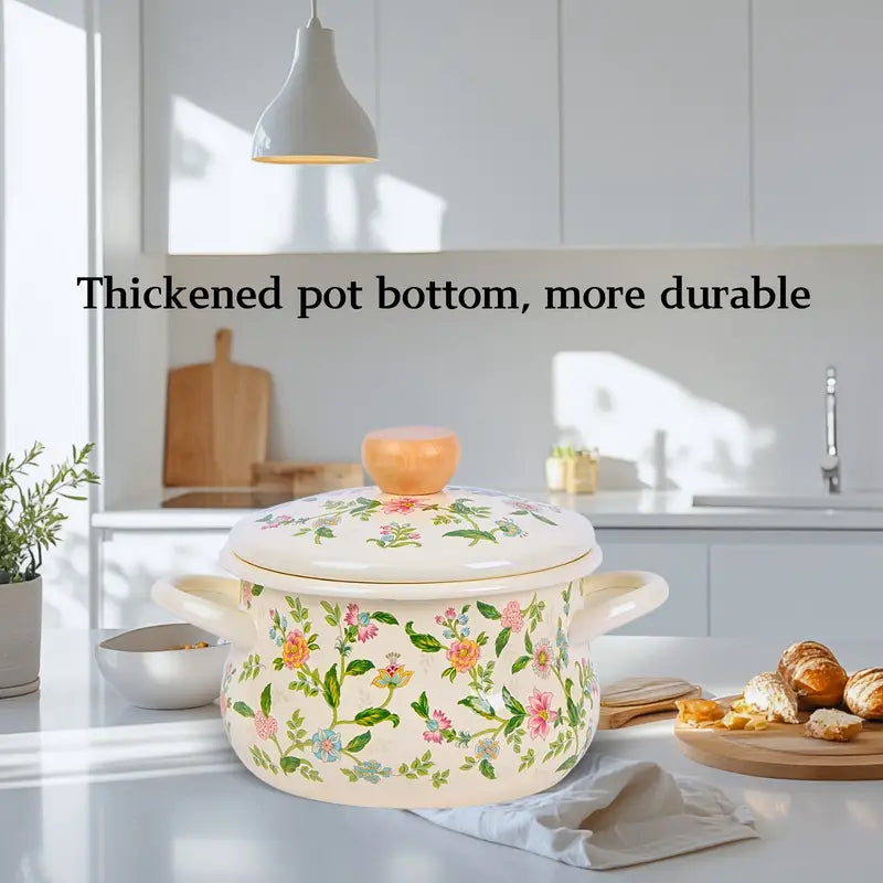 enamel floral soup pot with rolled edges suitable for and induction cooker ideal for fresh cooking journey details 6