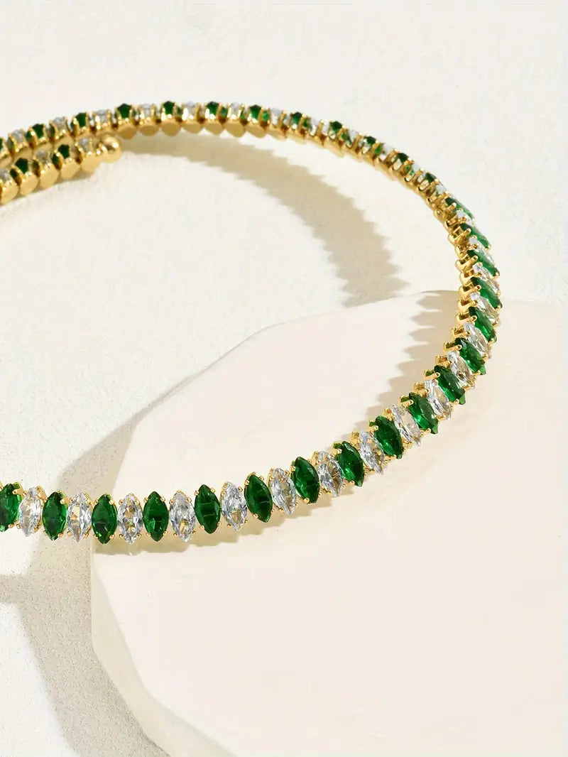 collar de cobre con zirconia de lujo, chapado en oro de 18k, decoración para banquetes, joyería fina para mujeres, detalles 7