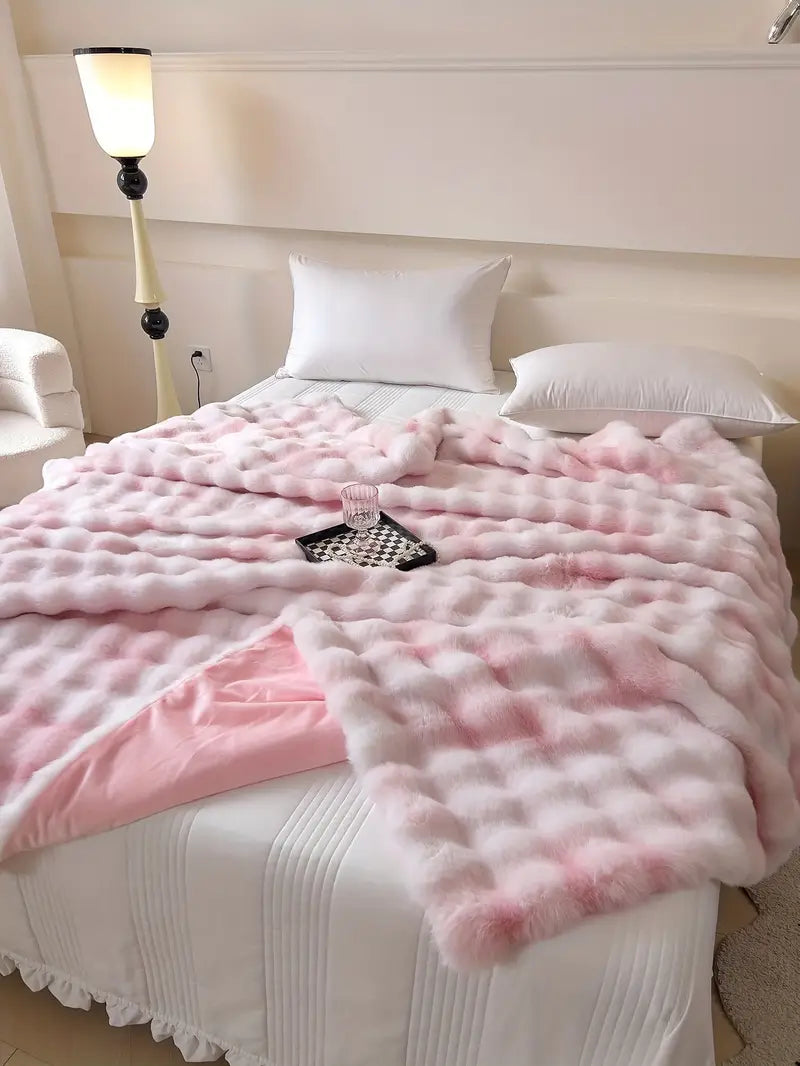 1pc tie dye rabbit fur blanket shaggy short plush blanket soft fluffy bed blanket sofa blanket nap blanket throw blanket details 46