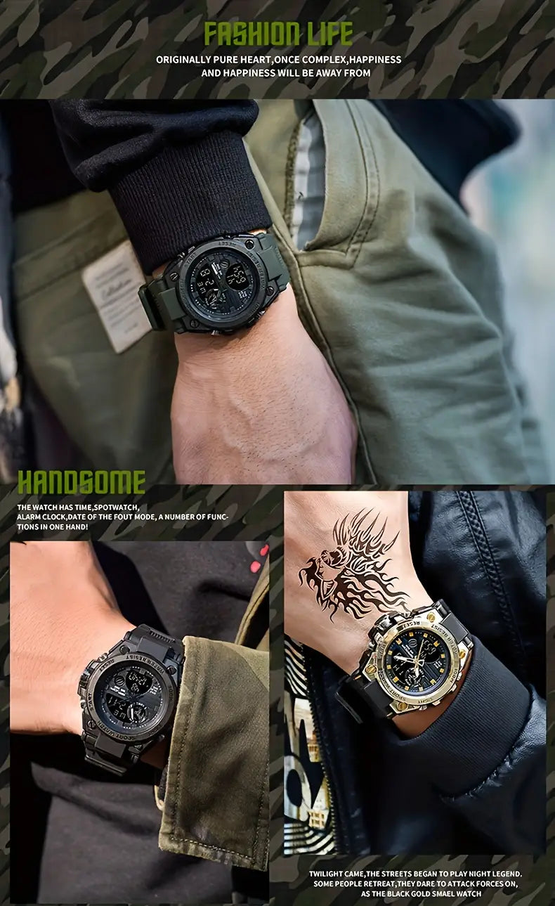 a stylish new waterproof watch with a large dial calendar luminous display and multiple functions suitable for men   sports outdoor activities school and as a gift details 4