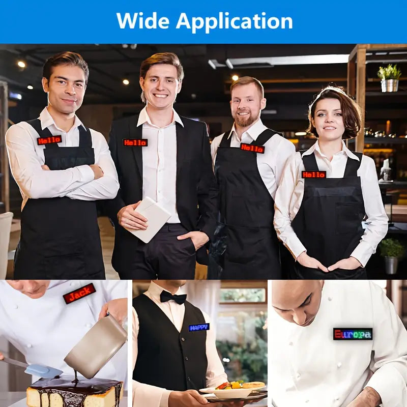 popular   rechargeable wireless led badge 48x12 pixel   display app controlled scrolling text logos easy diy customization for events restaurants nightclubs     multi language support exhibitions hotels men women gifts details 0