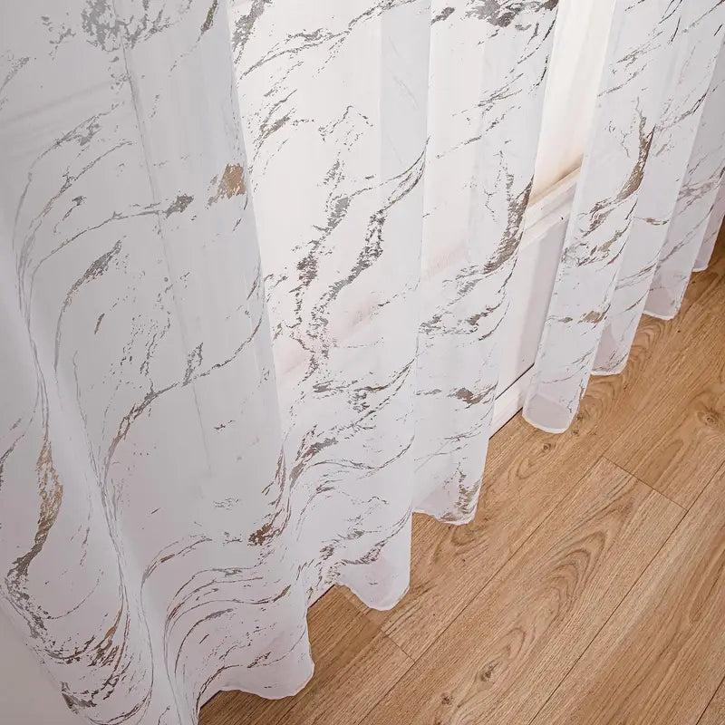 elegant semi transparent sheer curtains with marble pattern printing suitable for decorating living room bedroom and office windows details 12