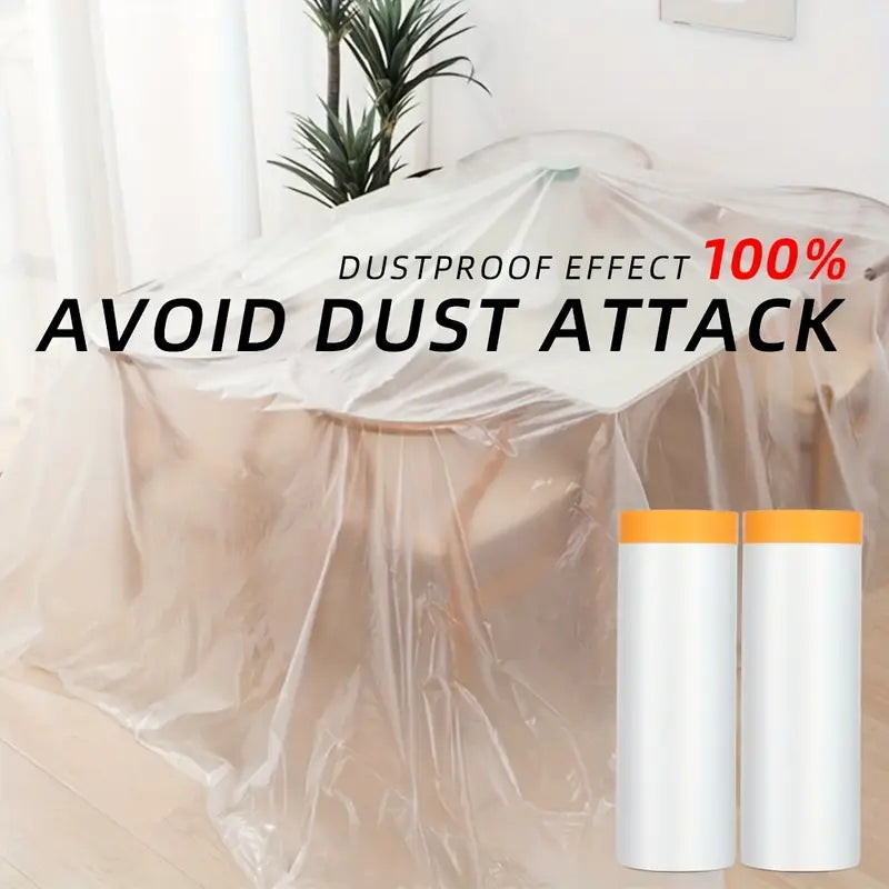 1pc disposable furniture dust cover with tape plastic protector for beds sofas tables cleaning accessory details 1