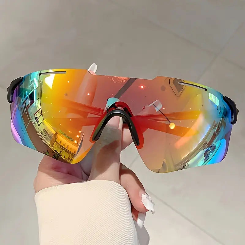 womens wrapped rimless fashion glasses fashionable integrated lens goggles trendy coated cycling glasses details 20