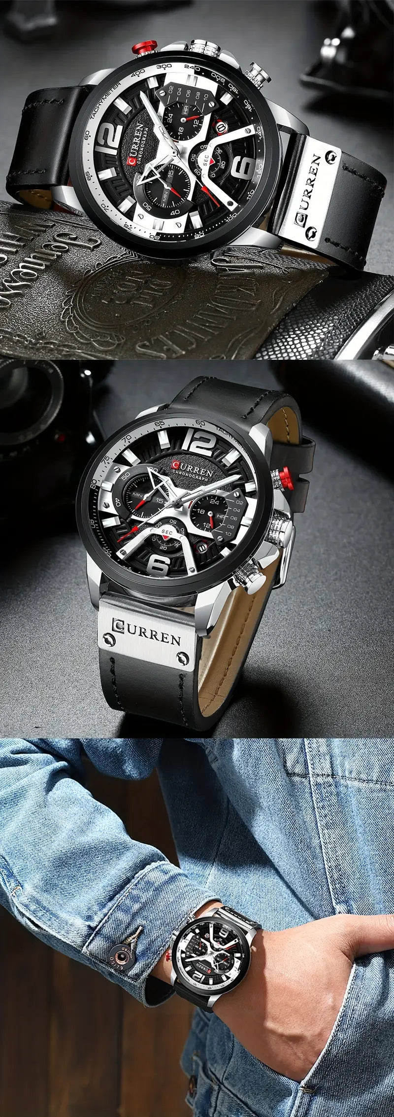 creative classic quartz watch with timing and date function details 5