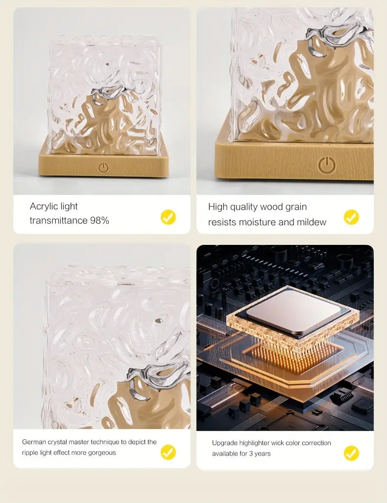 lámpara de noche LED con efecto de ondas de agua dinámica, recargable por USB, regulable en intensidad, para decoración de habitación, sala de juegos, detalles 2