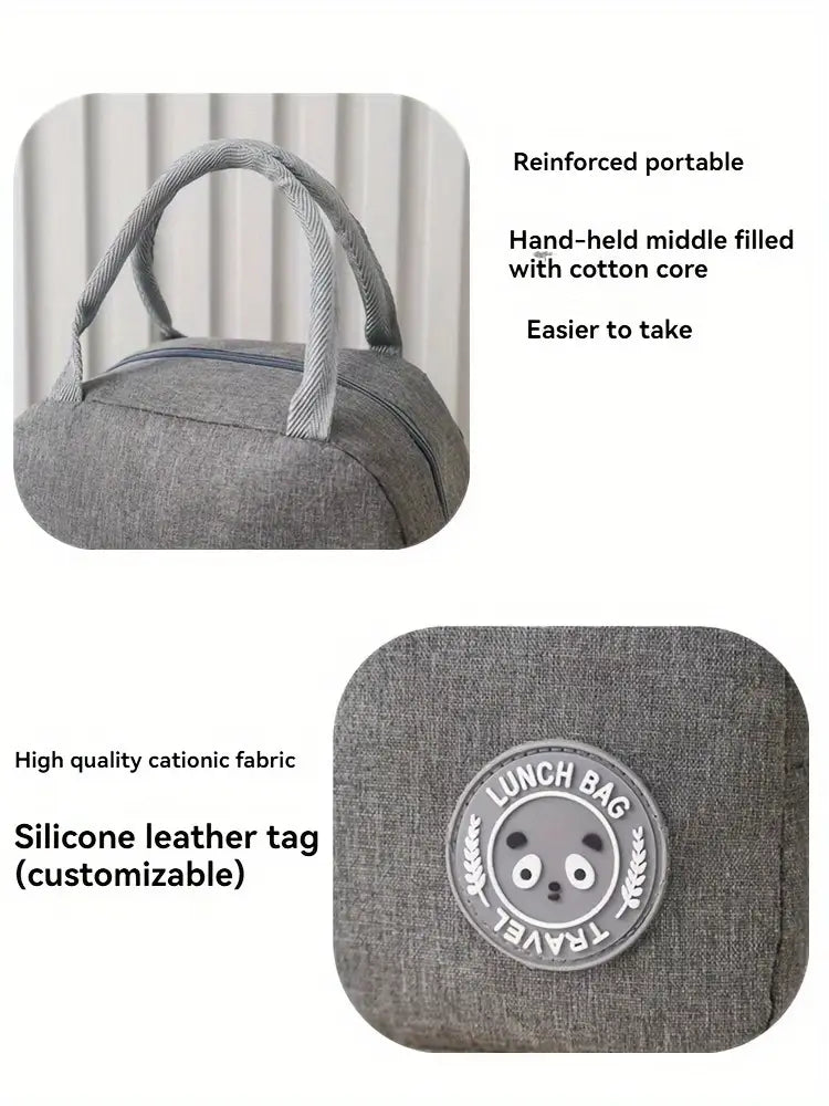 Bolsa de almuerzo térmica de tela Oxford aislante de 1 pieza, caja bento con forro de aluminio, bolso cuadrado lavable a mano, portador de almuerzo para estudiantes, detalles 8