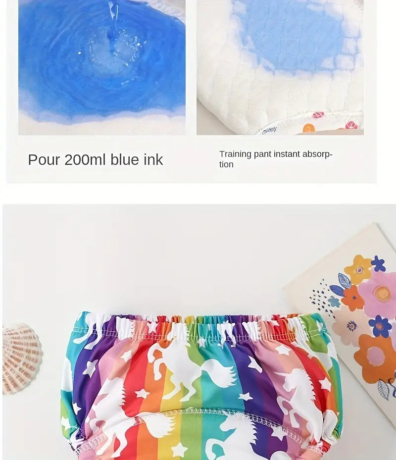 10 шт. детские тренировочные штаны для приучения к горшку, моющиеся, из полиэстера, тканые подгузники, для малышей, обучение туалету, детское нижнее белье, подарок, детали 2