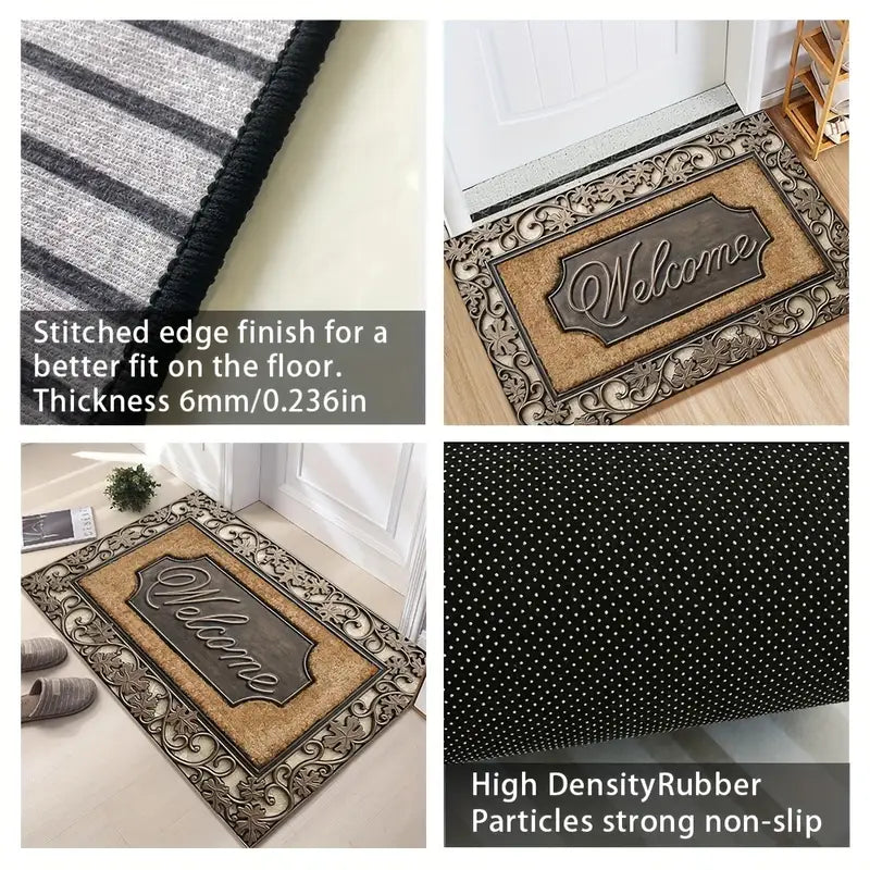 1 dona xush kelibsiz polyester 6mm qalinlikdagi rezina bilan qoplangan, sirpanmaydigan, mashina yuviladigan to'rtburchak kirish matosi, abstrakt chiziq naqshli, eshik, hammom va kirish joylari uchun dekorativ mat, turli o'lchamlarda, tafsilotlar 5