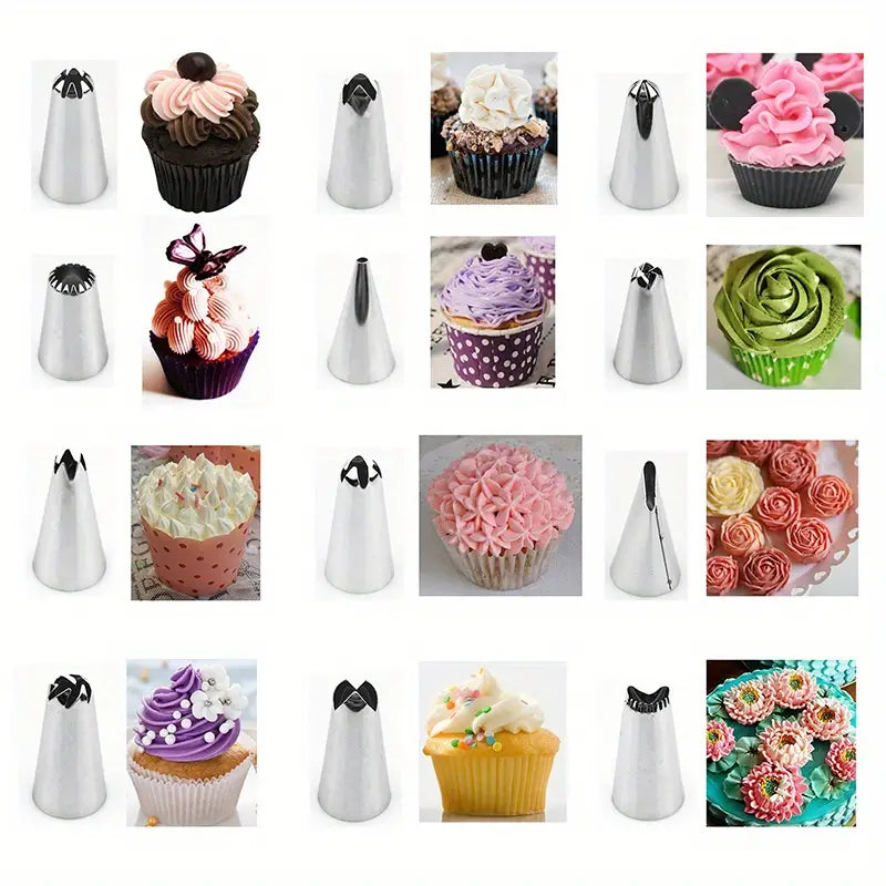 14pcs set cake piping nozzle reusable piping bag and storage box baking cake decorating tools details 6