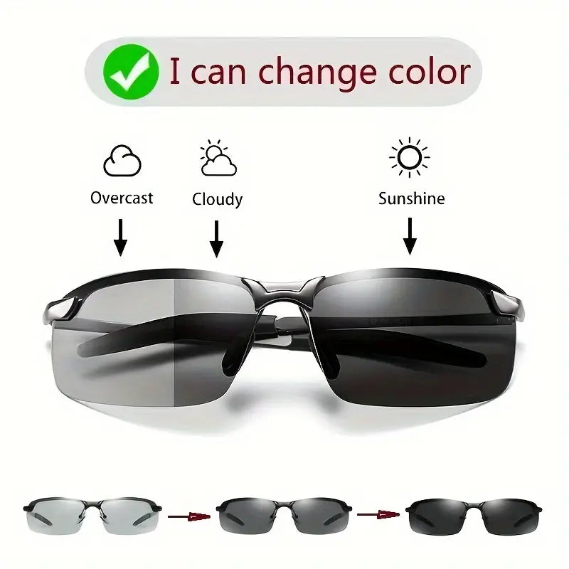 polarized fashion fashion glasses color changing night vision for driving fishing metal frame details 0