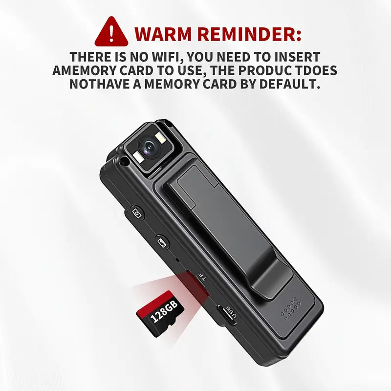 1 dona 1080p To'liq Tanali Kiynadigan Kamera, 180° Aylanuvchi Dizayn, Keng Burchak va Tungi Ko'rinish, USB Qayta Zaryadlanadigan, Tugma Boshqaruvi, Smartfon Bilan Mos, Sport va Tashqi Faoliyatlar Uchun Portativ Simsiz Harakatli Kamera (SD Kart Kiritilmagan) tafsilotlar 5