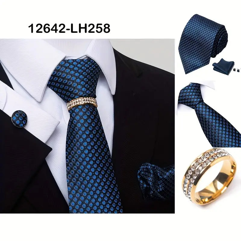 4pcs set mens fashion tie pocket square hnadkerchief and exquisite cufflinks set for wedding party business for gift details 21