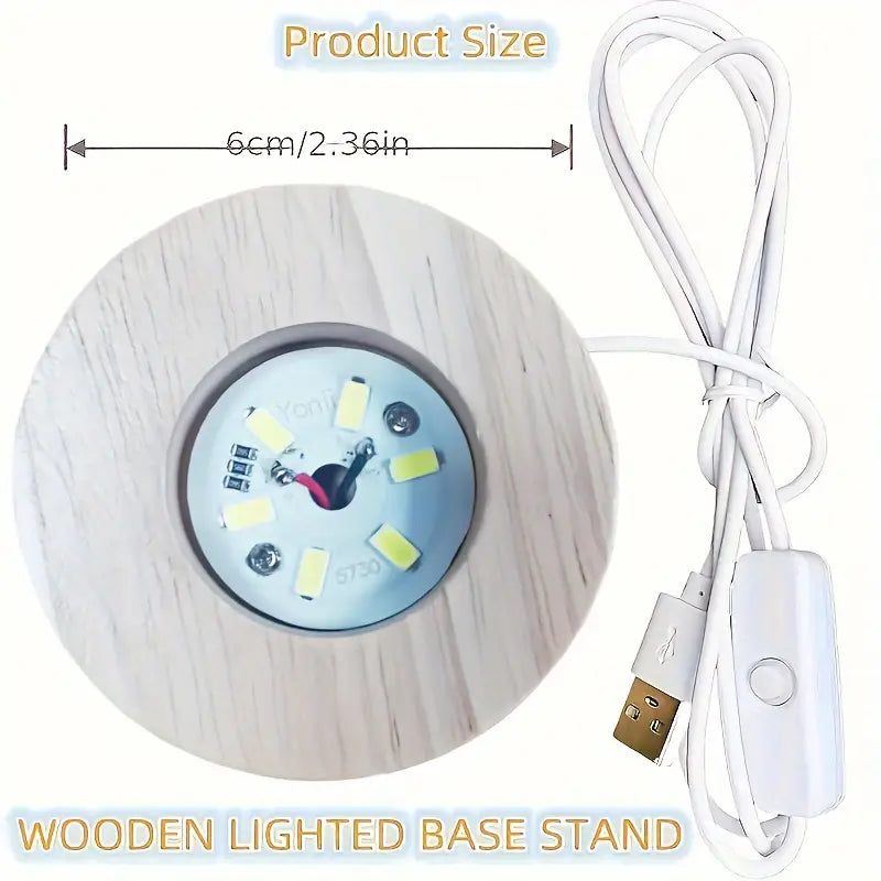 lámpara de madera sólida LED DIY luz nocturna romántica lámpara de cristal base interruptor lámpara de tronco lámpara USB lámpara de exhibición luz rotatoria soporte de exhibición regalo de Pascua Halloween Navidad detalles 8