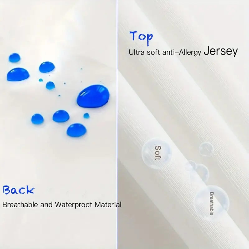 Protector de colchón impermeable de 1 pieza, funda de colchón de punto jersey con bolsillo profundo, topper de colchón transpirable y silencioso, cubrecolchón liso de jersey, sábana ajustada completamente ajustada, lavable a máquina para detalles blancos 3