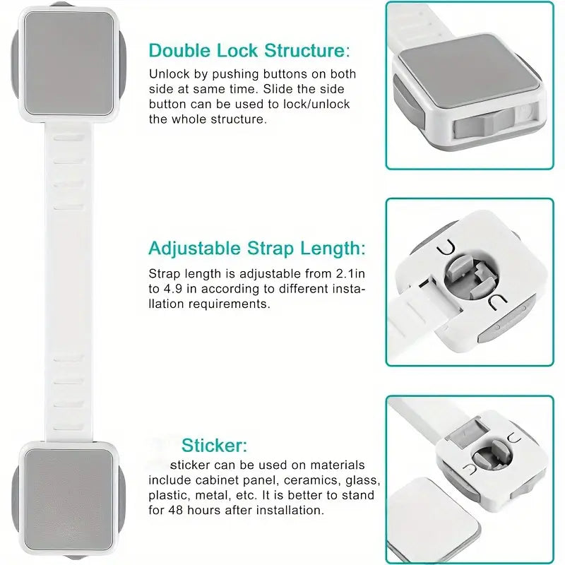 4pcs strap locks for fridge drawers oven cabinets toilet dishwasher no drilling details 2