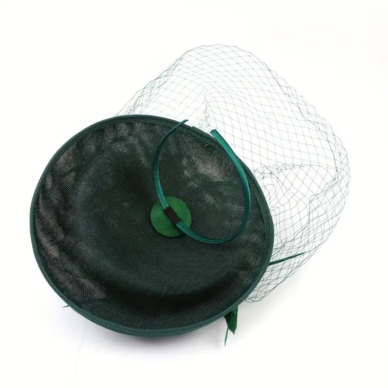 women feather fascinator hat with veil celebrity party headwear elegant decorative hair accessories details 6