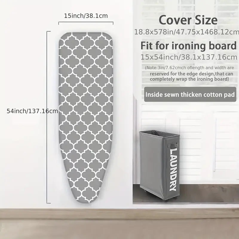 15x54inch ironing board cover with thick cotton pad and elastic edges fits standard boards details 4
