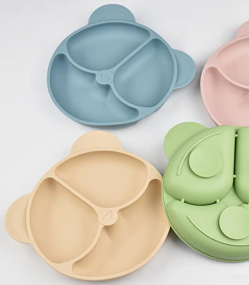 juego de alimentación para bebé de silicona libre de BPA, 6 piezas, vajilla para niños pequeños, plato con succión, cuenco, babero, vaso con boquilla, cubertería de silicona de grado alimentario, detalles para 0 a 3 años