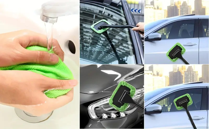 1 purpose cleaning brush set cleaner reusable interior microfiber pad vehicle washing brush no electricity needed medium firmness with plastic material for glass window cleaning details 2