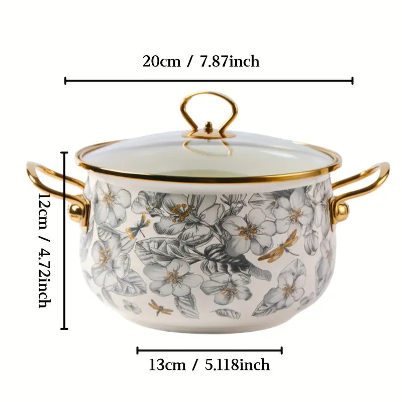 elegant golden trimmed enamel soup pot dragonfly romantic dinners details 9