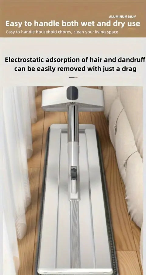 360 no dead corner flat mop with extendable aluminum handle 16 5 wide   2 replacement pads for   in kitchen bathroom living room more details 8