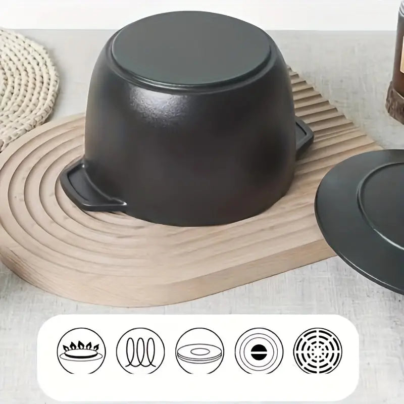 универсальный чугунный горшок для тушения без покрытия с двойной ручкой для супов детали 3